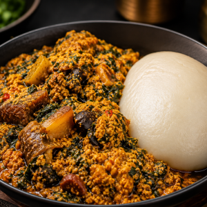 Egusi Soup with Pounded Yam