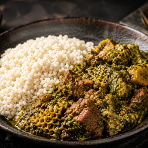 Ofada Rice with Ayamase Sauce